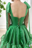 Sweet Green Strapless A-Line Chiffon Short Prom Dresses Homecoming Dresses HZ1108
