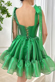 Sweet Green Strapless A-Line Chiffon Short Prom Dresses Homecoming Dresses HZ1108