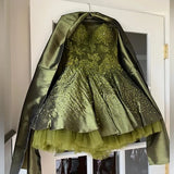 Gorgeous Dark Olive Green Sweetheart Neck A-Line Satin Tulle Short Prom Dresses Homecoming Dresses HZ1108