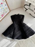 Fashion Black Strapless A-Line Satin Short Prom Dress Homecoming Dress HZ1108