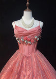Sweet Hot Pink Spaghetti Strap A-Line Tulle Satin Short Prom Dress Homecoming Dress with Beading HZ1108