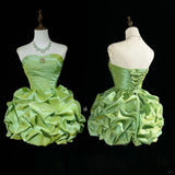 Fashion Green Strapless A-Line Satin Short Prom Dress Homecoming Dresses HZ1108
