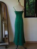 Stunning Green Spaghetti Strap Sheath Chiffon Prom Dress Elegant Evening Gowns HZ1108