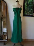 Stunning Green Spaghetti Strap Sheath Chiffon Prom Dress Elegant Evening Gowns HZ1108
