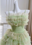 Gorgeous Green Strapless A-Line Tulle Lace Short Prom Dresses Homecoming Dress HZ1108