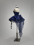 Stunning Deep Royal Blue Strapless A-Line Lolita Prom Dresses Homecoming Dress HZ1108