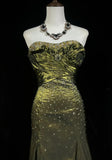 Elegant Green Strapless Mermaid Beaded Satin Long Prom Dresses Formal Evening Gowns HZ1108