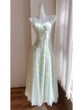 Fairytale Light Green Spaghetti Straps A-Line Tulle Long Prom Dresses Formal Evening Gowns HZ1108