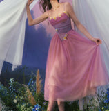 Fairytale Purple A-Line Spaghetti Straps Tulle Prom Dresses Formal Evening Gowns with 3D Appliques HZ1108