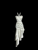 Elegant White Halter Sheath Satin Prom Dresses Formal Evening Gowns HZ1108