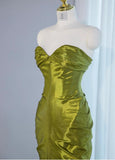 Gorgeous Green Sweetheart Mermaid Satin Long Prom Dresses Formal Evening Gowns HZ1108