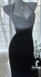 Elegant Black Halter Mermaid Chiffon Beading Long Prom Dresses Vintage Formal Evening Gowns HZ1108