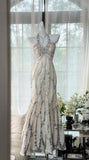 Gorgeous White Halter Neck A-Line Chiffon Sequin Long Prom Dresses Formal Evening Gowns HZ1108