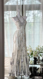 Gorgeous White Halter Neck A-Line Chiffon Sequin Long Prom Dresses Formal Evening Gowns HZ1108