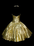 Glitter Gold Sweetheart Neck A-Line Homecoming Dress Satin Beaded Short Prom Dresses HZ1108