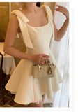 Sweet Light Apricot Square Neck Satin A-Line Short Prom Dresses Homecoming Dresses HZ1108