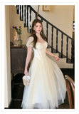 Elegant Light Apricot A-Line Sweetheart Neck Tulle Lace Long Prom Dresses Sweet Birthday Evening Gowns HZ1108