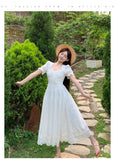 Cute White Square Neck A-Line Lace Applique Party Dresses Birthday Evening Gowns HZ1108