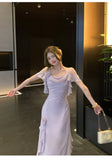 Elegant Light Purple Straps A-Line Chiffon Ruffle Party Dresses HZ1108