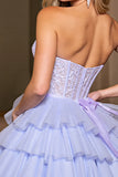 Stunning Lavender Sweetheart A-Line Tulle Lace Short Prom Dresses Homecoming Dresses HZ1108