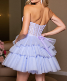 Stunning Lavender Sweetheart A-Line Tulle Lace Short Prom Dresses Homecoming Dresses HZ1108
