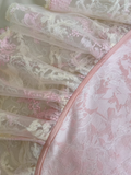 Sweet Pink Spaghetti Straps A-Line Satin Jacquard Lace Short Prom Dresses Homecoming Dresses with Beading HZ1108