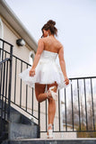 Elegant White Strapless A-Line Tulle Beaded Short Prom Dresses Homecoming Dresses HZ1108