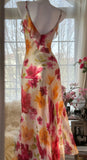 Stunning Spaghetti Straps Sheath Print Chiffon Prom Dresses Formal Evening Gowns HZ1108