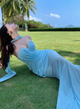 Stunning Blue Sweetheart Mermaid Chiffon Summer Dress HZ1108