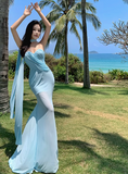 Stunning Blue Sweetheart Mermaid Chiffon Summer Dress HZ1108