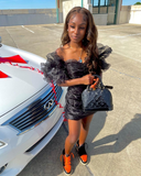 Diynav black dress, short black homecoming dresses, black women dresses, African women party dresses, birthday dress HZ1017