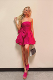Diynav A-line Satin Homecoming Dress with Bow HZ1017