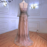 Diynav A-Line Luxury Sparkle Dubai Evening Dresses 2025 Beading Long Sleeves Sexy Formal Dress HZ1017