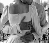 Diynav A-line Square Neckline White Satin Wedding Dress HZ1017