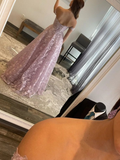 Diynav Shoulder Lilac Lace Long Prom Dresses Off the Shoulder Formal Dresses Lilac Evening Dresses HZ1017