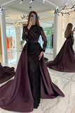 Diynav lace embroidered prom dress sexy evening dresses with detachable tail HZ1017
