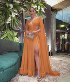 Diynav A-line V Neck Evening Dress With Split Gala Dress HZ1017