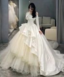 Diynav A-line Long Sleeves Wedding Dress,Bridal Gown HZ1017