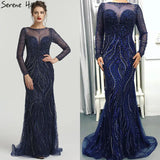 Diynav Long Sleeves Luxury Formal Evening Dresses Mermaid Beading Sequined Fashion Evening Gowns 2025 HZ1017