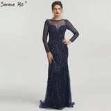 Diynav Long Sleeves Luxury Formal Evening Dresses Mermaid Beading Sequined Fashion Evening Gowns 2025 HZ1017