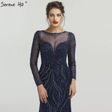 Diynav Long Sleeves Luxury Formal Evening Dresses Mermaid Beading Sequined Fashion Evening Gowns 2025 HZ1017