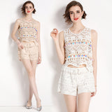 Diynav Knitted Knitted Vest Women's Korean Version Of Loose Tuk Tuk Tat + Babes Shorts Two Sets