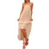 Diynav Niche Irregular Splicing Skirt Retro Thin Sling Skirt