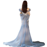 Diynav Dress Dress Woman 2024 New Blue Fishtail High-End Light Luxury Niche High-End High-End High-End French Toast Bridal Wedding Dress