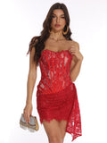 Diynav Women's Sexy Lace Perspective Splicing Waist Tset Bra Dress Elegant Temperament Dress Dress Dress Dress Dress