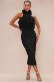 Diynav Band Strap Dress Evening Dress High-End Dress Direct Hanging Neck Big Flower Dress New