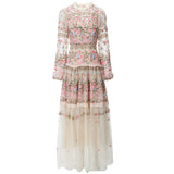 Diynav Industry Embroidery Lantern Sleeve Princess Powder Long Dress Dresses Autumn And Winter Women's New 2024