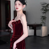 Diynav Toasted Girl Spring And Autumn 2024 New High-End Famous Lady Dress In The Morning Dress With A Breast-Wearing Sexy Fishtail Evening Dress