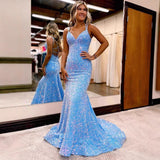 Diynav Ball Dress Body-Bagged Fishtail Small Tail Evening Dress Fine Shoulder-Band V-Neck Party Dress