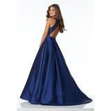 Diynav Dress Deep V-Neck Bare Back Sexy Tail Deep Blue Delicate Nail Bead Noble Dress Banquet Banquet Host Dress Dress